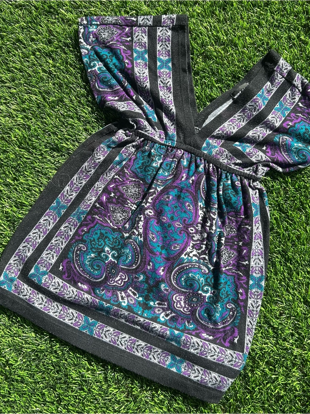 Women’s Purple Teal Paisley V-Neck Top